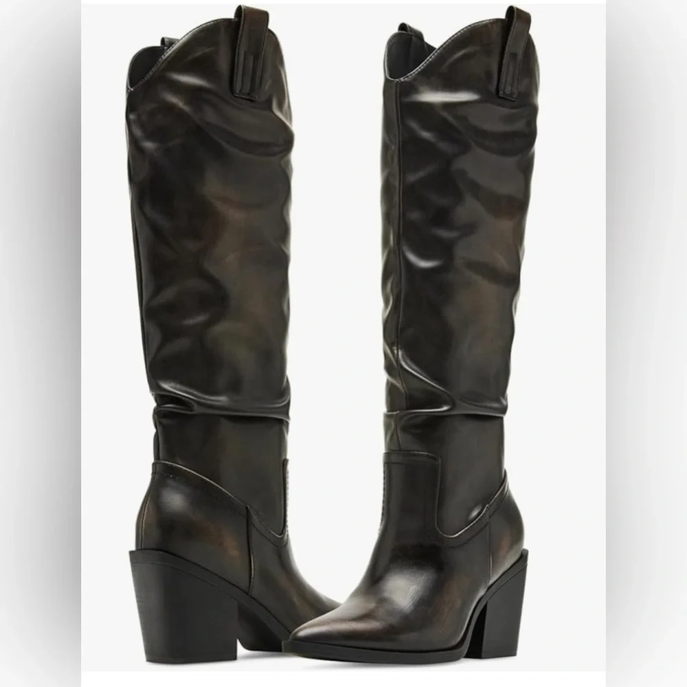 NWOT Madden Girl Alabama Cowgirl Boots Women's Dark Brown Size 5.5 M